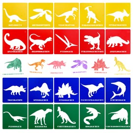 YETOOME 20 Pieces Dinosaur Stencils for Kids 5.1 Inches Drawing Stencils Chalk Stencils Large Washable Animal Themed Primary Shape Template for Kids Toddlers Preschooler