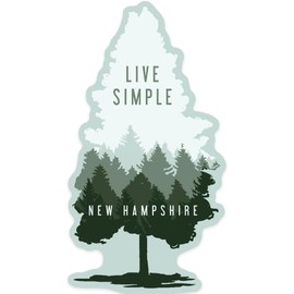 Lantern Press Sticker New Hampshire, Live Simple, Die Cut Vinyl, (Waterproof Decal for Cars, Water Bottles, Laptops, Coolers), Small