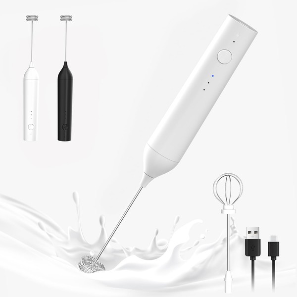 ELMWAY Powerful Electric Milk Frother Set, Rechargeable Drink Blender with