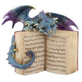 Puckator Elements Dragon with Book - Home Decoration - Dragon with Book - Ornaments - Resin - Home Accessories - - Living Room Accessories - Fantasy Gifts For Men