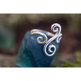 Windalf Bohemia Women's Ring Alya 22 mm Vintage Statement Lucky Silver Ring Life Spirals Women's Ring Friendship Ring 925 Sterling Silver, Fabric, No Gemstone