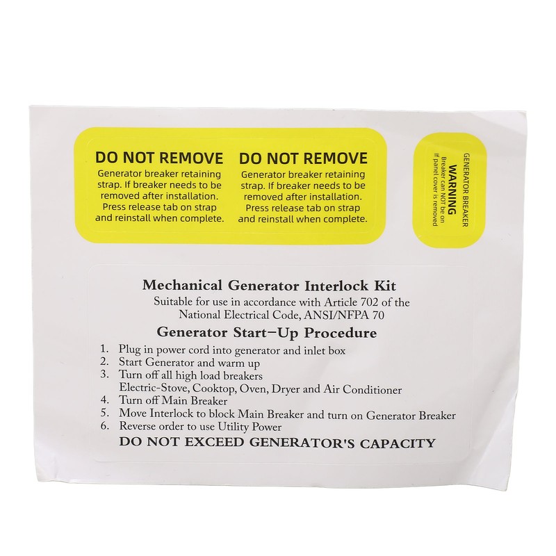 SIE‑P2 Generator Interlock Kit 7/8 to 1 1/4 Inch Spacing
