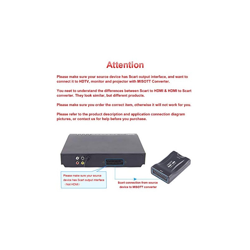 MISOTT MISOTT Scart to HDMI Converter - HDMI Adaptor for
