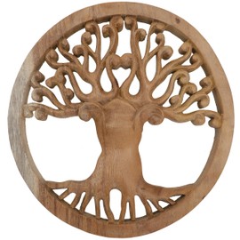 GURU SHOP Carved Wall Picture Decorative Wall Relief Tree of Life Tree of Life, Brown, 2 x 25 x 25 cm, Masks & Wall Decoration