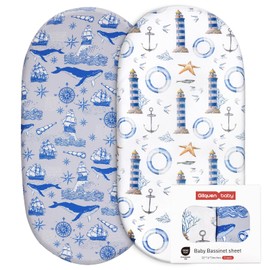 GLLQUEN BABY 2 Pack Moses Basket Fitted Sheets, Newborn Pram Sheets Fitted, 100% Microfiber Oeko-tex100 Cozy and Breathable Crib Baby Bassinet Sheets for Boy and Girl, Easy Care Soft Fitted Sheet