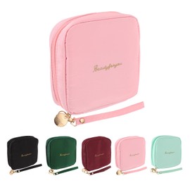 uxcell Mini Makeup Bag for Purse, Small Cute Zipper Travel Cosmetic Bags Preppy Toiletry Storage Pouch for Coin Sanitary, Pink