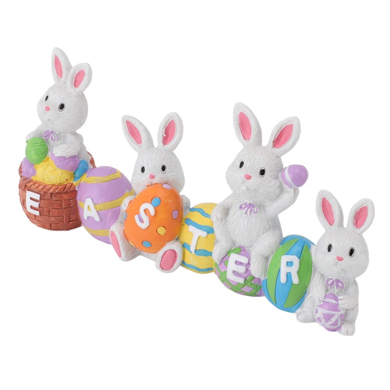 Easter Rabbit Decoration Multipurpose Vivid Cute Hand Painted Resin Rabbit