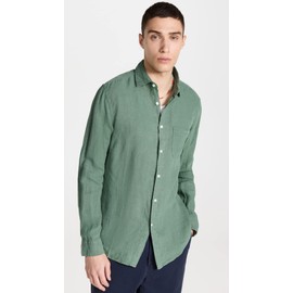 Portuguese Flannel Men's Linen Shirt, Dry Green, XS