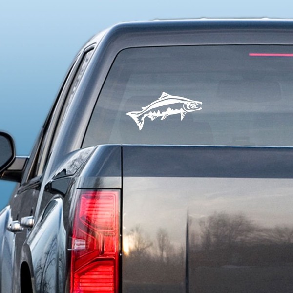 Express Yourself Products Chinook Salmon Leap (White - Reverse Image - XL) Decal Sticker - Freshwater Fish Collection