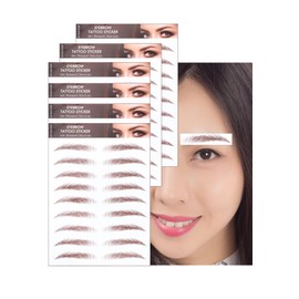 YOYO Eyebrow Seals Natural Waterproof Time-saving Long Lasting 120pcs Women Eyebrow Stamp Permanent Makeup Eyebrow Patch Eyebrow Tint No Fall Off (brown-05)