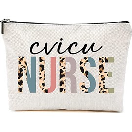 HTDesigns Cvicu Nurse Cosmetics Bag - Leopard Cvicu Nurse Makeup Bag - Gifts For Cvicu Nurse - Cvicu Nurse Birthday Gift - Cosmetic Travel Pouch Bag
