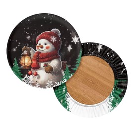 HELLHERO 2pcs/Set Christmas Stool Cover Cute Snowman Round Bar Stool Covers Cushion Slipcover Barstool Covers Footstool Cover for Home Kitchen Dining Room Holiday Party