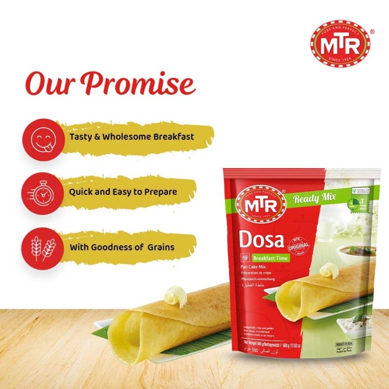 MTR Instant Mix Ready to Cook Indian Breakfast Meal Dosa