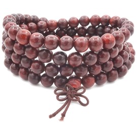 HDmirrorR 108 Natural Sandalwood Beads Necklace/Bracelet Chain Rosary 8mm-Beads Tibetan Buddhist Buddha Mala Chinese Knot Elastic Man Woman
