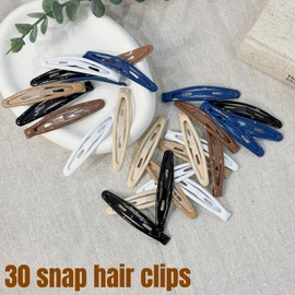 30 Pcs Hair Clips for Women, 2.36 Inch Neutral Color Glossy Metal Snap Barrettes for Women and Girls Hair Accessories (Neutral Color)