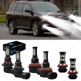 SHENKENUO For Toyota Highlander 2014-2019 6x Front LED Headlight+Fog Light Bulbs Combo Kit