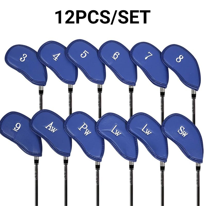 12 PCS Waterproof PU Leather Head Cover Golf Iron Club