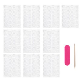 240 Stück Nagelkleber Pads, Nagel Klebetabs für Falsche Nägel, 10 Blatt Transparent Atmungsaktive Super Sticky Doppelseitige Aufkleber (Jelly Gel) für Kunstnägel Maniküre, inklusive Maniküre-Set