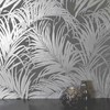 Tropical Palm Leaves Gray Silver Metallic Wallpaper Modern wallcoverings roll