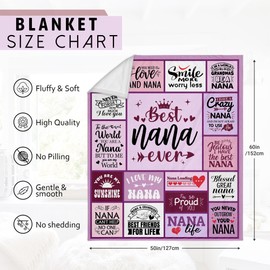Kieetlan Grandma Gifts Blanket - Birthday Gifts for Nana, Best Grandma Ever Gifts, Gifts for Nana from Granddaughter, Nana Gift for Mothers Day Christmas, Nana Blanket 60"x50"