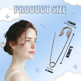 2PCMetal Hair Pins Funny Pin Shape Design Hair Stick Pin French Style Hair Stick Clips Silver for Vintage Hairstyle Accessories