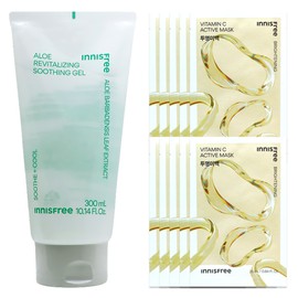 Innisfree Active Mask Vita C (Transparent Whitening) 10 sheets + Aloe Revital Soothing Gel / 이니스프리 액티브 마스크 비타C (투명미백) 10매+알로에 리바이탈 수딩젤