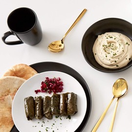 Euro Ceramica Euro Essential Collection 16 Piece Dinnerware Set, Service for 4, Solid Semi-Matte Black