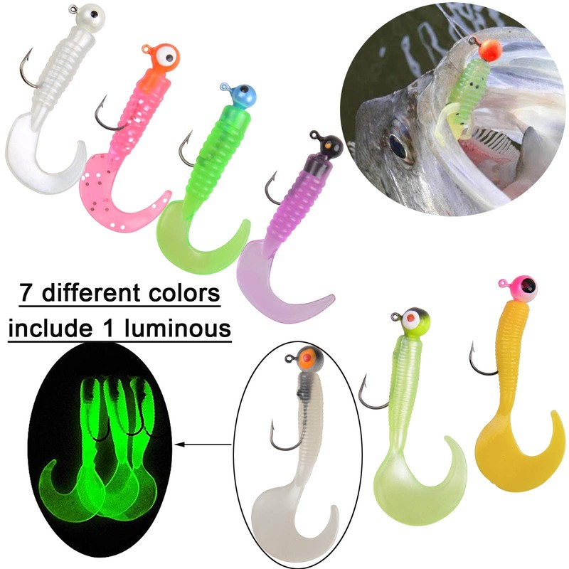 Weiche Angelköder mit Haken, Jig-Köder, weicher Wurmköder aus Silikon, Set