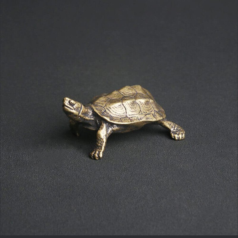 TEAMWILL 1PC Brass Vintage Turtle Figurine Statue Home Ornaments Animal