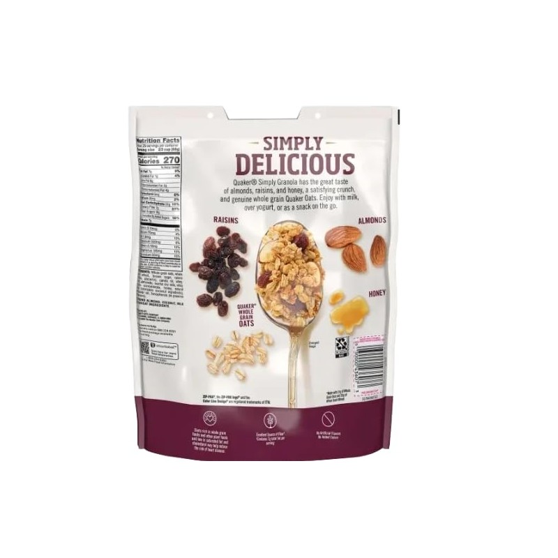 Simply Oats, Honey, Raisins & Almonds Granola, 34.5 oz Bags,