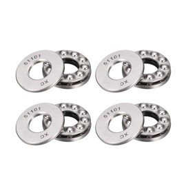 sourcing map 51101 Miniature Thrust Ball Bearing 12mm x 26mm x 9mm Chrome Steel with Washer 4pcs