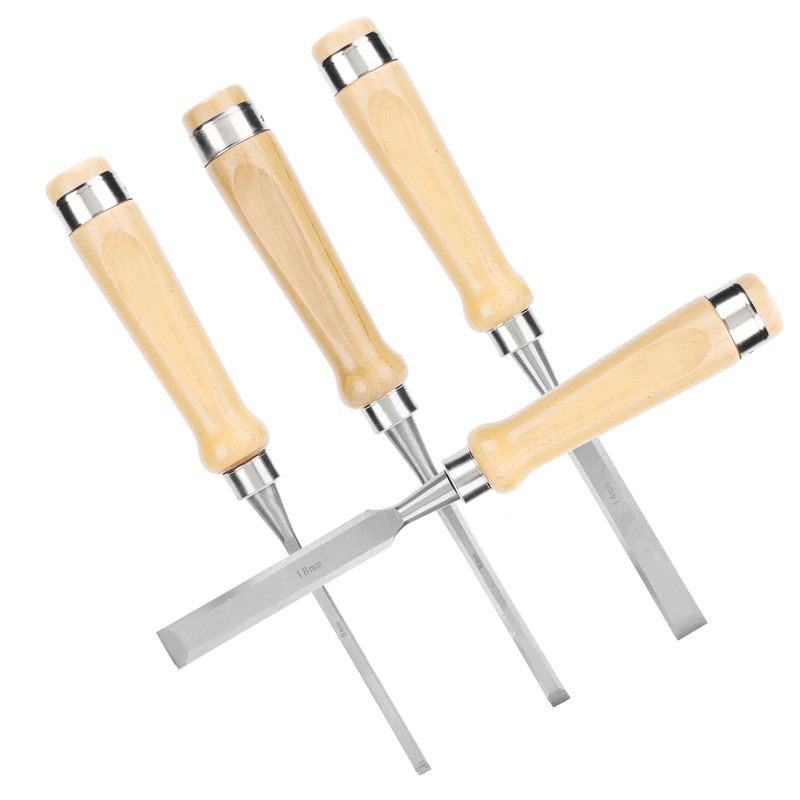 4pcs/set Wood Carving Chisel Flat Blade DIY Woodworking Hand Tool