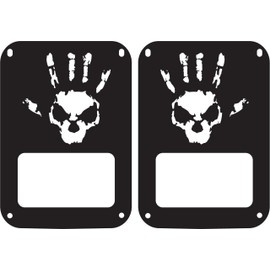 JeepTails Wave Skull Design tail lamp light covers Compatible with Jeep JK Wrangler Black Set of 2