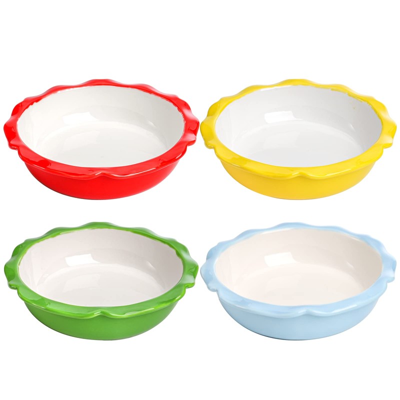 Lawei 4 Pack Ceramic Pie Pans, 6.5 inch Mini Pie