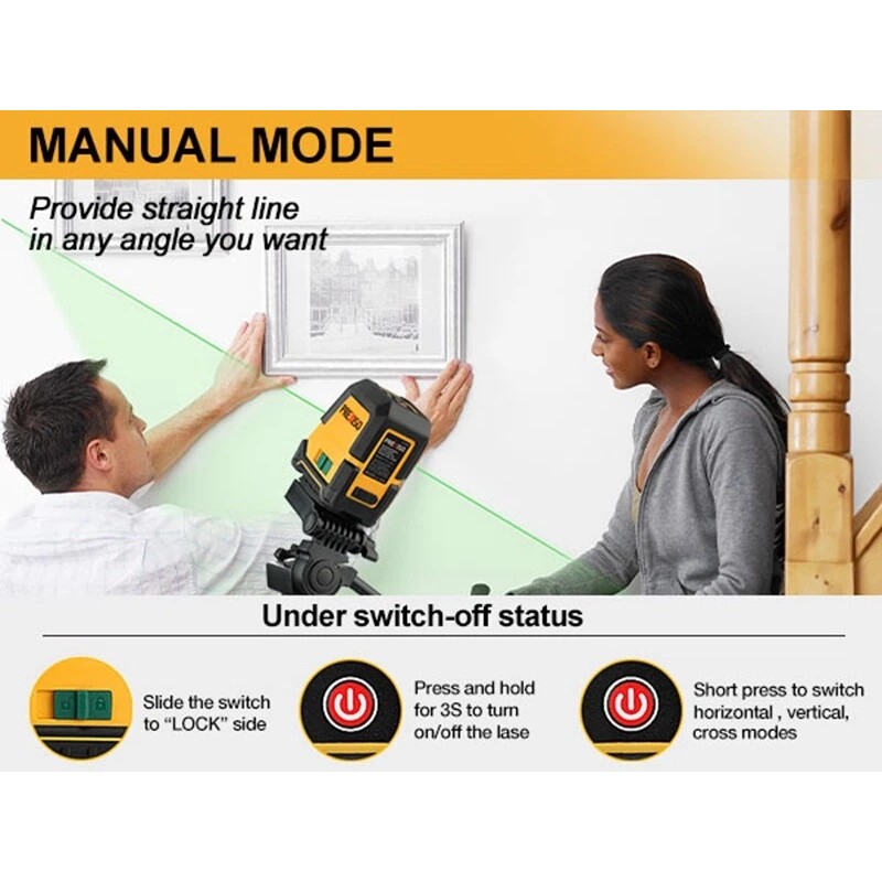 PREXISO 100Ft Rechargeable Dual Modulus Line Laser Self Leveling Laser