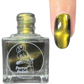 Parrot Polish African Lynx Cat Magnetic Nail Polish, Ultrachrome Gold/Green/Orange Lacquer