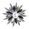 Mamfous Austrain Crystal Flower Brooch for Women with Simulated Pearl Bouquet Pins Jewelry Accessories (silver)