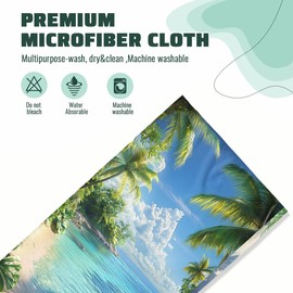 XYJFZL Beach Sand Bath Hand Towels Absorbent Waves Seaside Palm Tropical Hawai Decorative Hand Towels Set for Bathroom Gym Hotel Spa Bathroom Hand Towels Gifts for Women Man 14"x28"