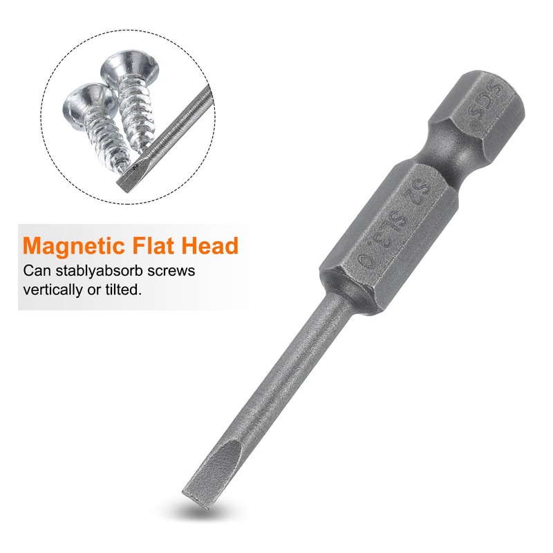 sourcing map SL3 Magnetic Slotted Screwdriver Bits 3mm S2 Steel