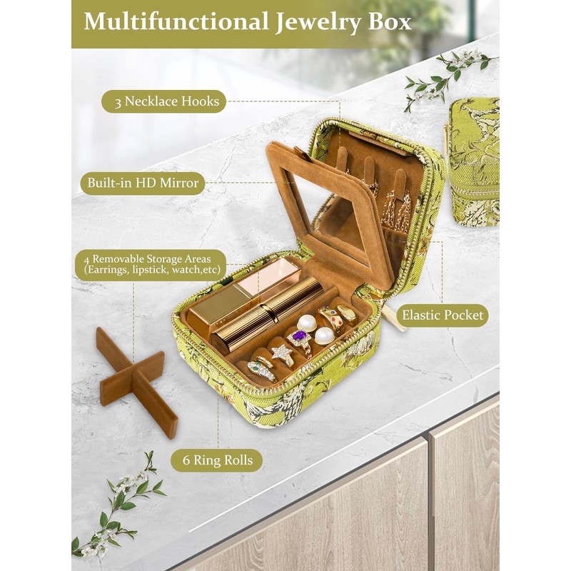 Small Travel Jewelry Box for Women - Mini Jewellery Organizer