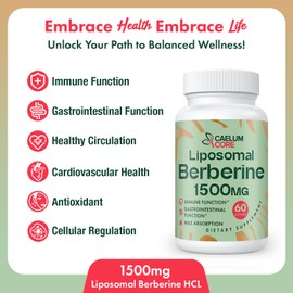 CaelumCore Liposomal Berberine HCL - Berberine 1500mg High Bioavailability, Berberines Supplement for Women and Men (1 Pack)