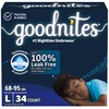 Goodnites Boys' Nighttime Bedwetting Underwear, Size Large (68-95 lbs), 34