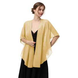 Womens Chiffon Shawls and Wraps, Wedding Party Shawl Scarf for Evening Dresses (Gold)