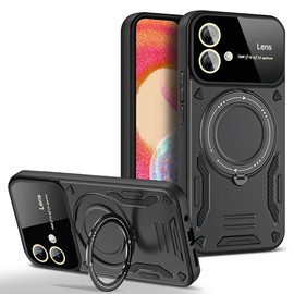QWYJ YD Funda for Moto G84 Case Uso Rudo Protector Lente Cámara Soporte Giratorio Magnético Carcasa,para Moto G84 Funda(Negro)
