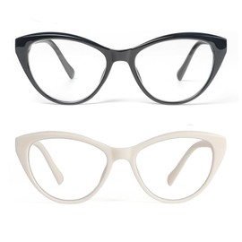 KoKoBin Cat Eye Reading Glasses for Women 2 Pairs Readers Spring Hinge With Cute Heart Frame +1.50