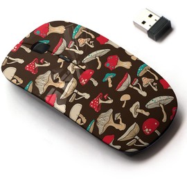 CJCBROES 2.4G Wireless Mouse with Cute Pattern Design for All Laptops and Desktops with Nano Receiver - Colorful pop Art Mushrooms