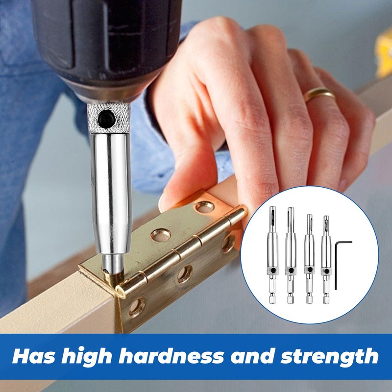 Hinge Drill Bit Self Centring,4 PCS Self Centering Drill Bit,Centre