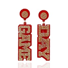Acrylic Game Day Earrings Football Lover Softball Soccer Sports Team Fan Dangle Earrings Jewelry for Mom Gifts-red gold