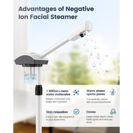 Kingsteam Professional Ozone Nano-Ionic Facial Steamer | Deep Cleansing Hydrating | Salon Home Spa Face Steamer | Pore Cleanser | 60-Min Timer | 360° Swivel | Esthetician Favorite Tool,White