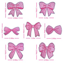 ALAGUOPIPI 7Pcs Pink Bow Patches, Coquette Bow Style Embroidered Patches DIY Craft Gifts for Girls Women, Bow Iron on Patches for Clothes, Backpacks, Hats, Jeans, T-Shirts, Vest (Coquette)